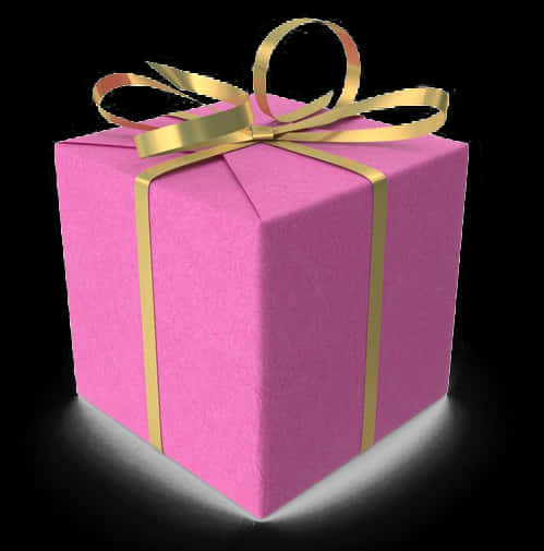 Pink Gift Boxwith Golden Ribbon PNG Image