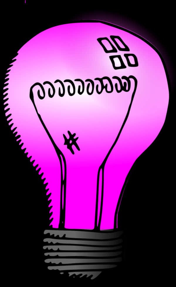 Pink Glowing Light Bulb Illustration PNG Image