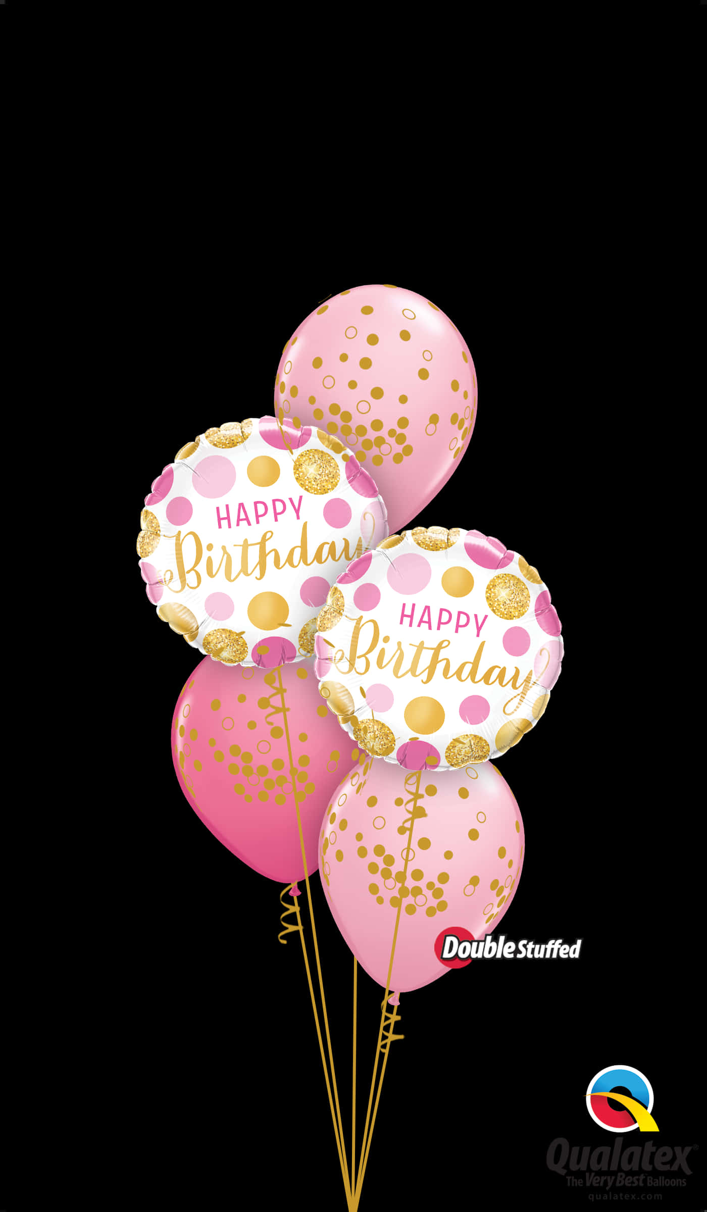 Pink_ Gold_ Happy_ Birthday_ Balloons_ Transparent_ Background PNG Image