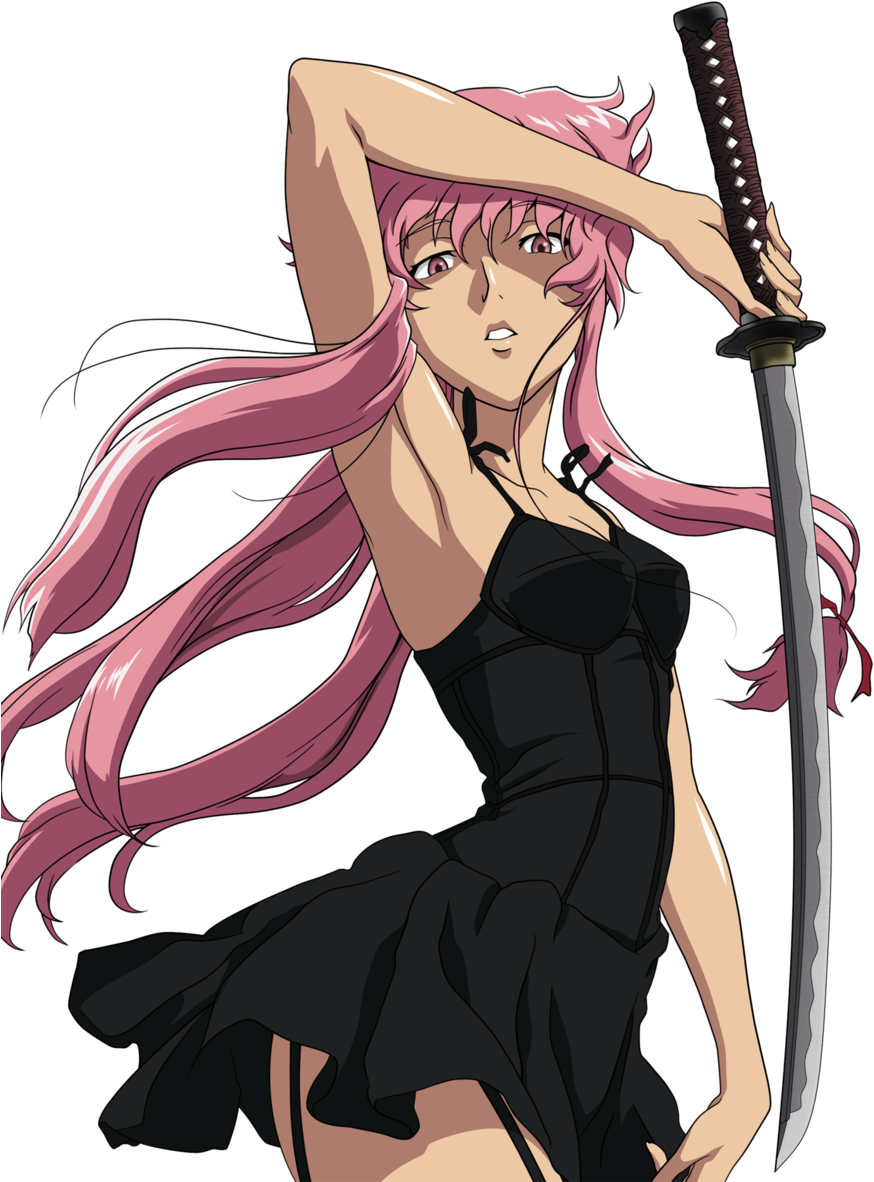 Pink Haired Anime Girlwith Sword PNG Image