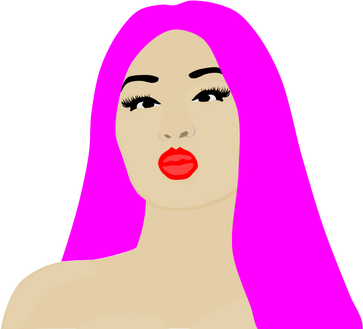 Pink Haired Icon Illustration PNG Image