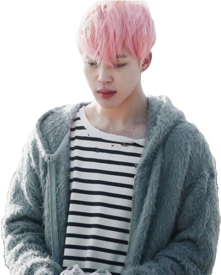 Pink Haired Manin Striped Shirtand Fur Coat PNG Image