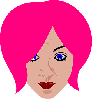 Pink Haired Vector Portrait PNG Image