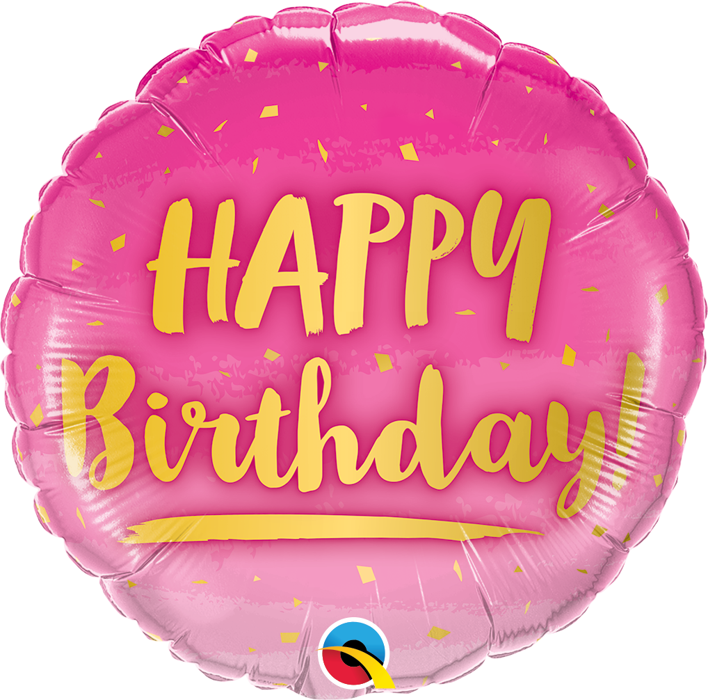 Pink Happy Birthday Balloon PNG Image