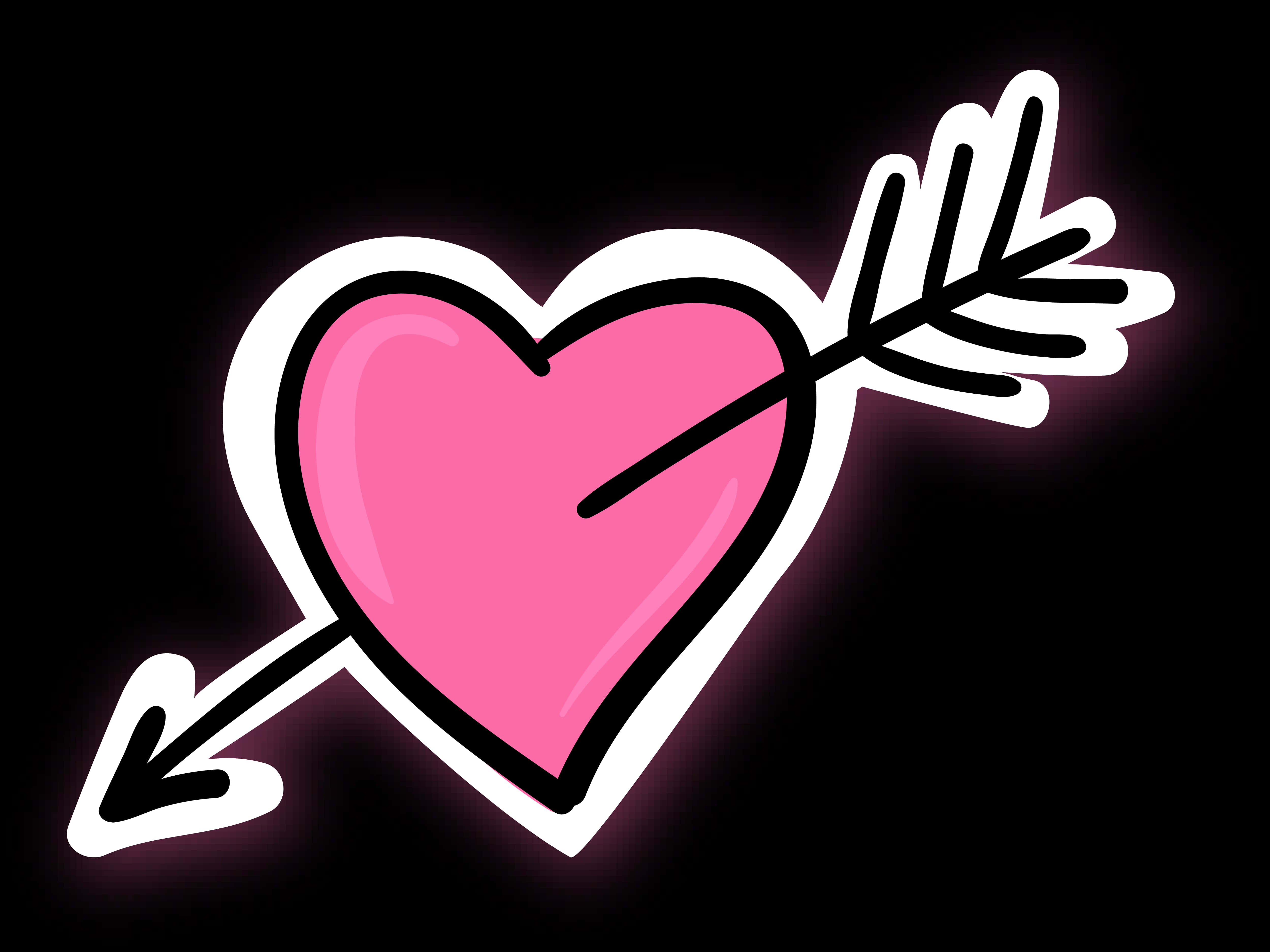 Pink Heart Piercedby Arrow PNG Image