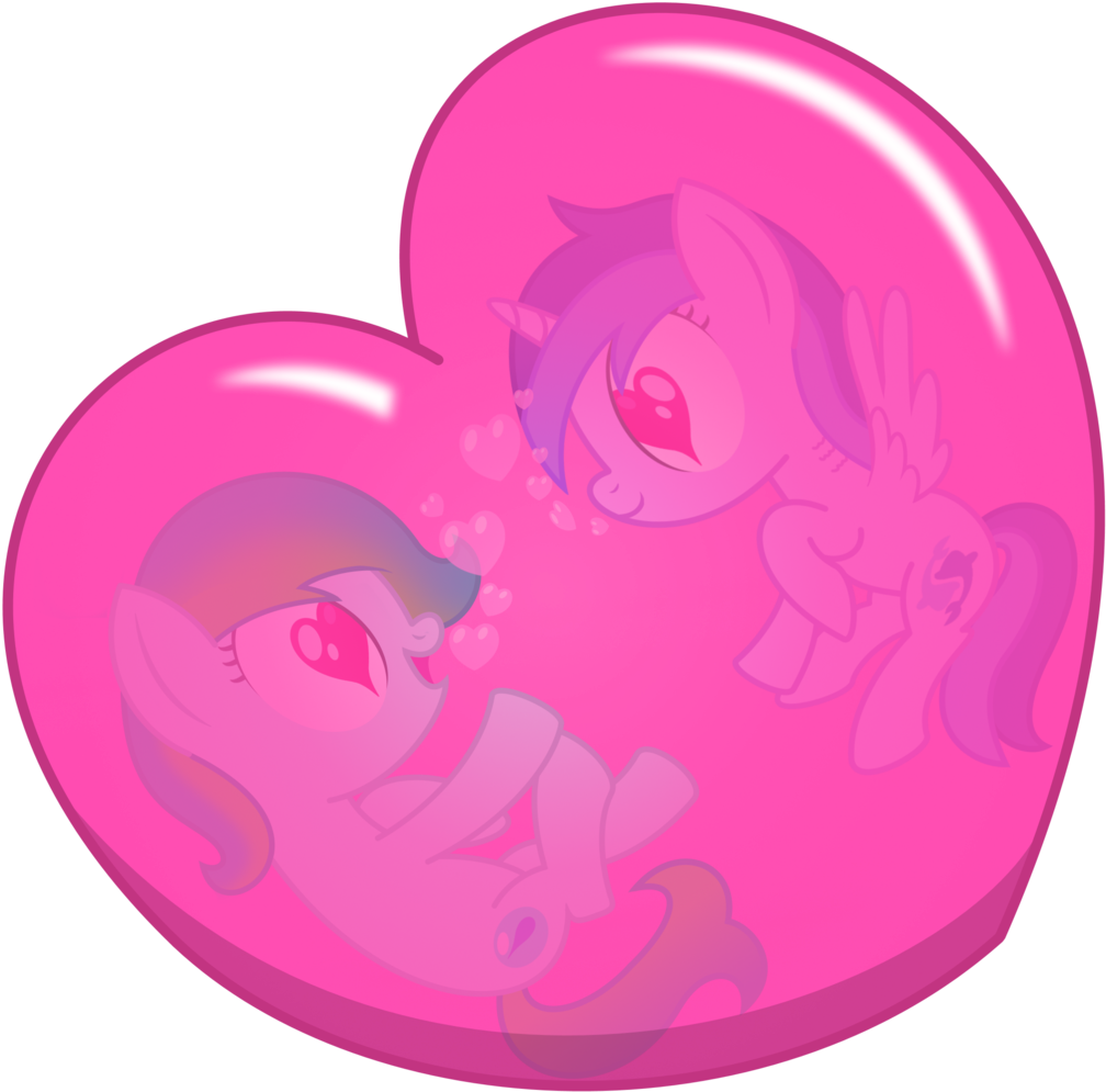 Pink Heart Ponies Love PNG Image