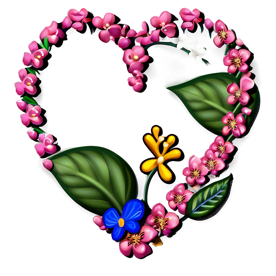 Pink Heart With Flowers Png Yrf PNG Image