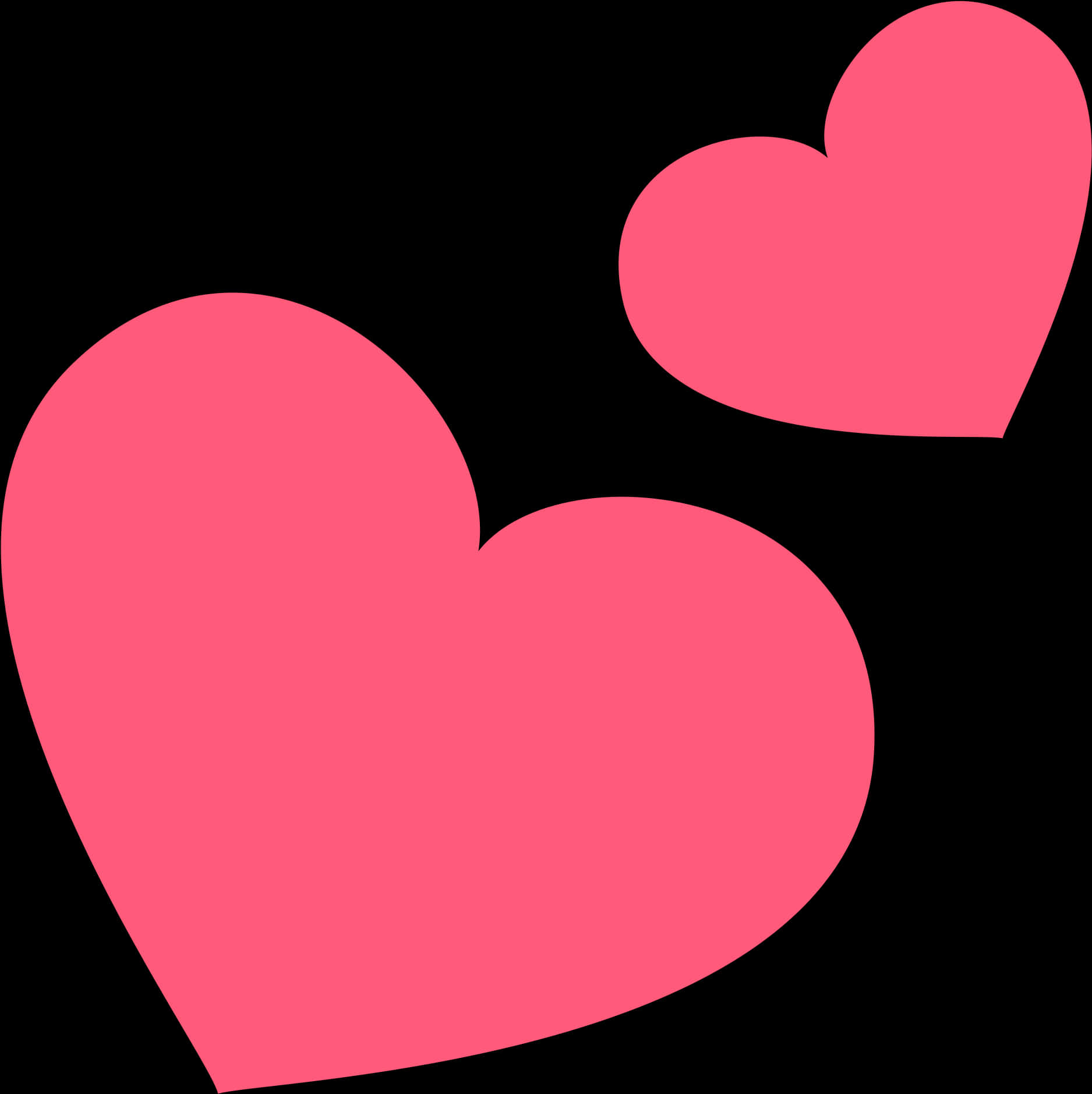 Pink Hearts Black Background PNG Image