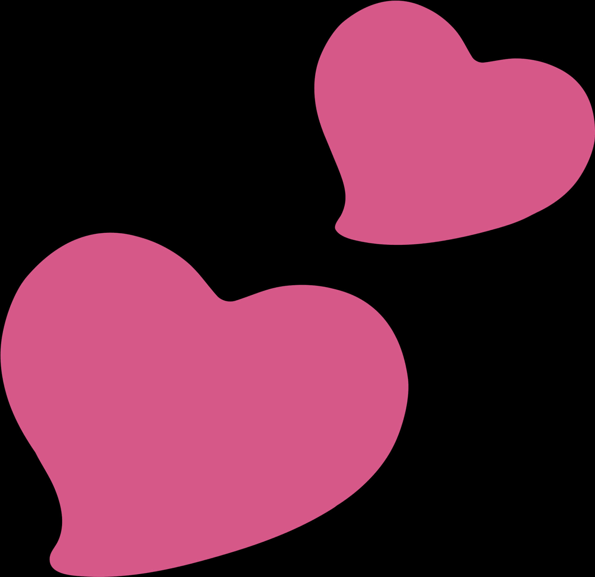 Pink Hearts Black Background PNG Image