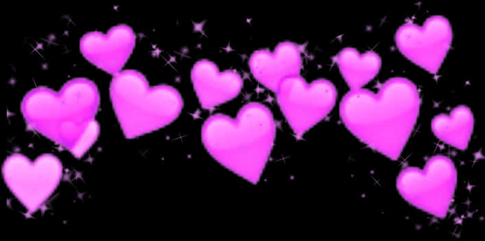 Pink Hearts Glowing Stars Background PNG Image