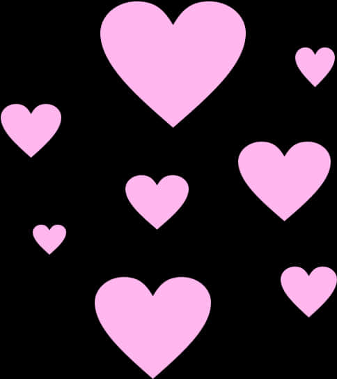 Pink Heartson Black Background PNG Image