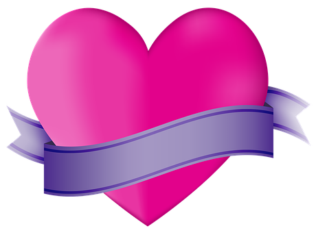 Pink Heartwith Purple Banner Graphic PNG Image