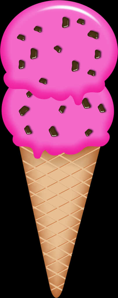 Pink Ice Cream Cone Clipart PNG Image