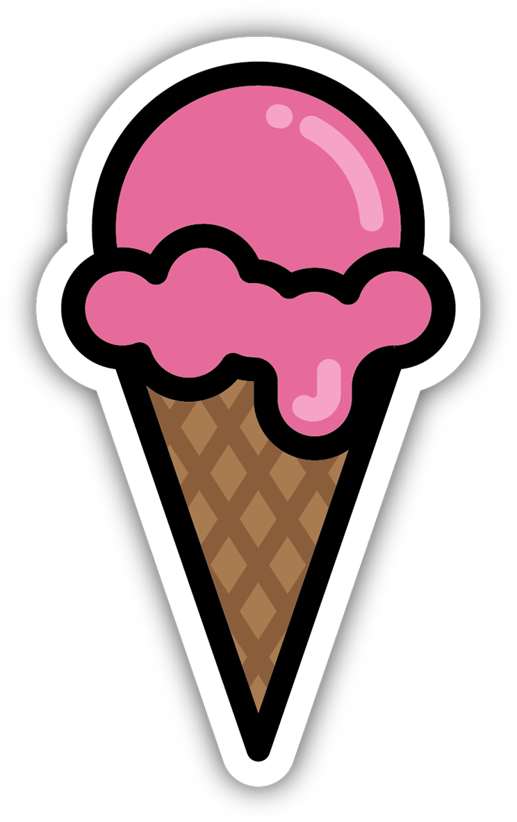 Pink Ice Cream Cone Sticker PNG Image