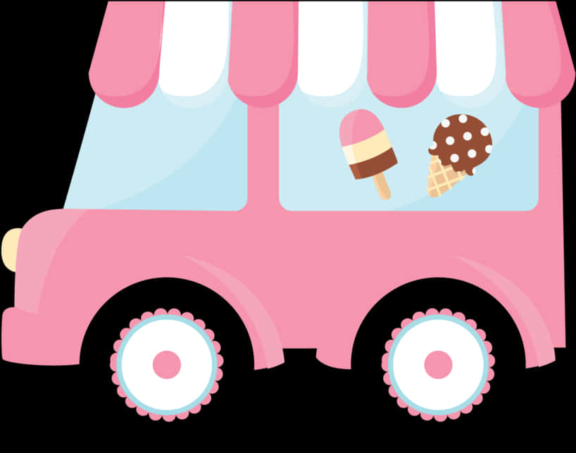 Pink Ice Cream Truck Clipart PNG Image