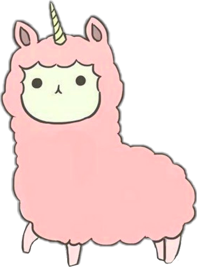 Pink Kawaii Unicorn Llama PNG Image