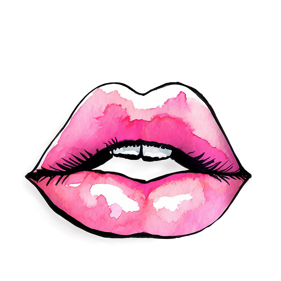 Pink Lips In Watercolor Style Png 9 PNG Image