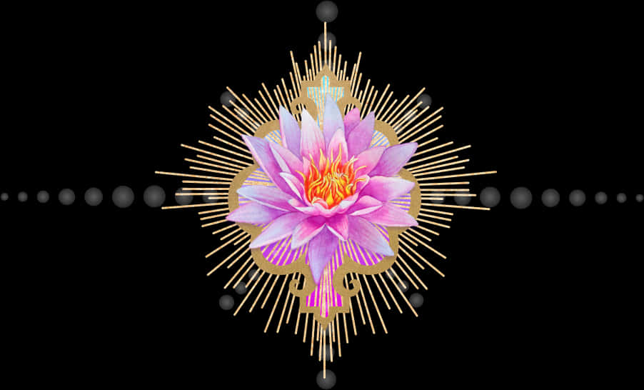 Pink Lotus Flower Artistic Design PNG Image