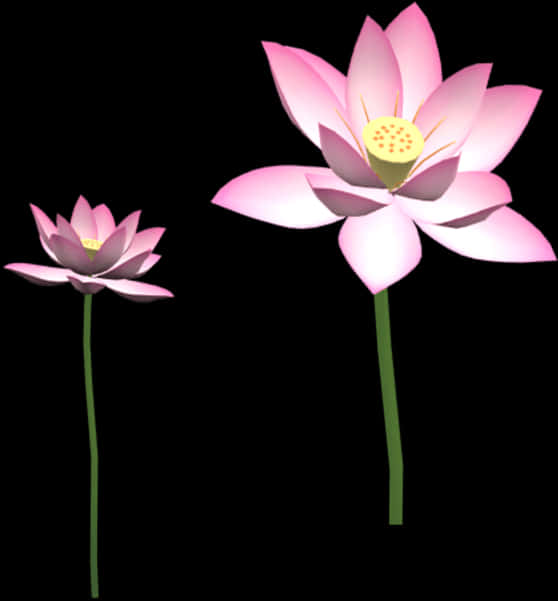 Pink Lotus Flowers Illustration PNG Image