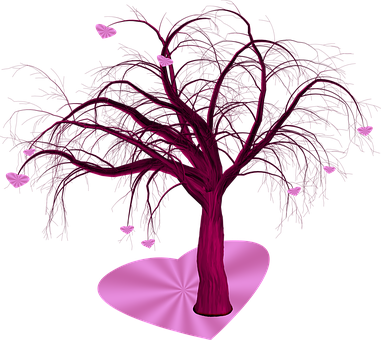 Pink Love Tree Artwork PNG Image