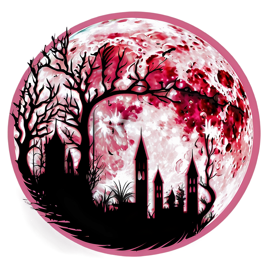 Pink Moon In Gothic Style Png Xwm PNG Image