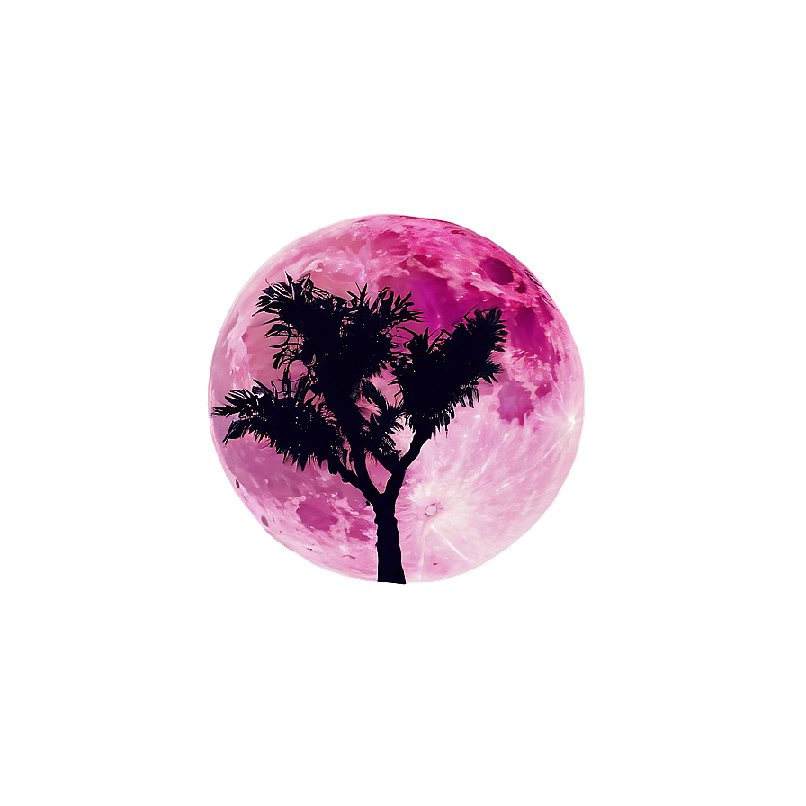 Pink Moon With Silhouette Landscape Png 06252024 PNG Image