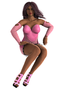 Pink Outfit3 D Model PNG Image