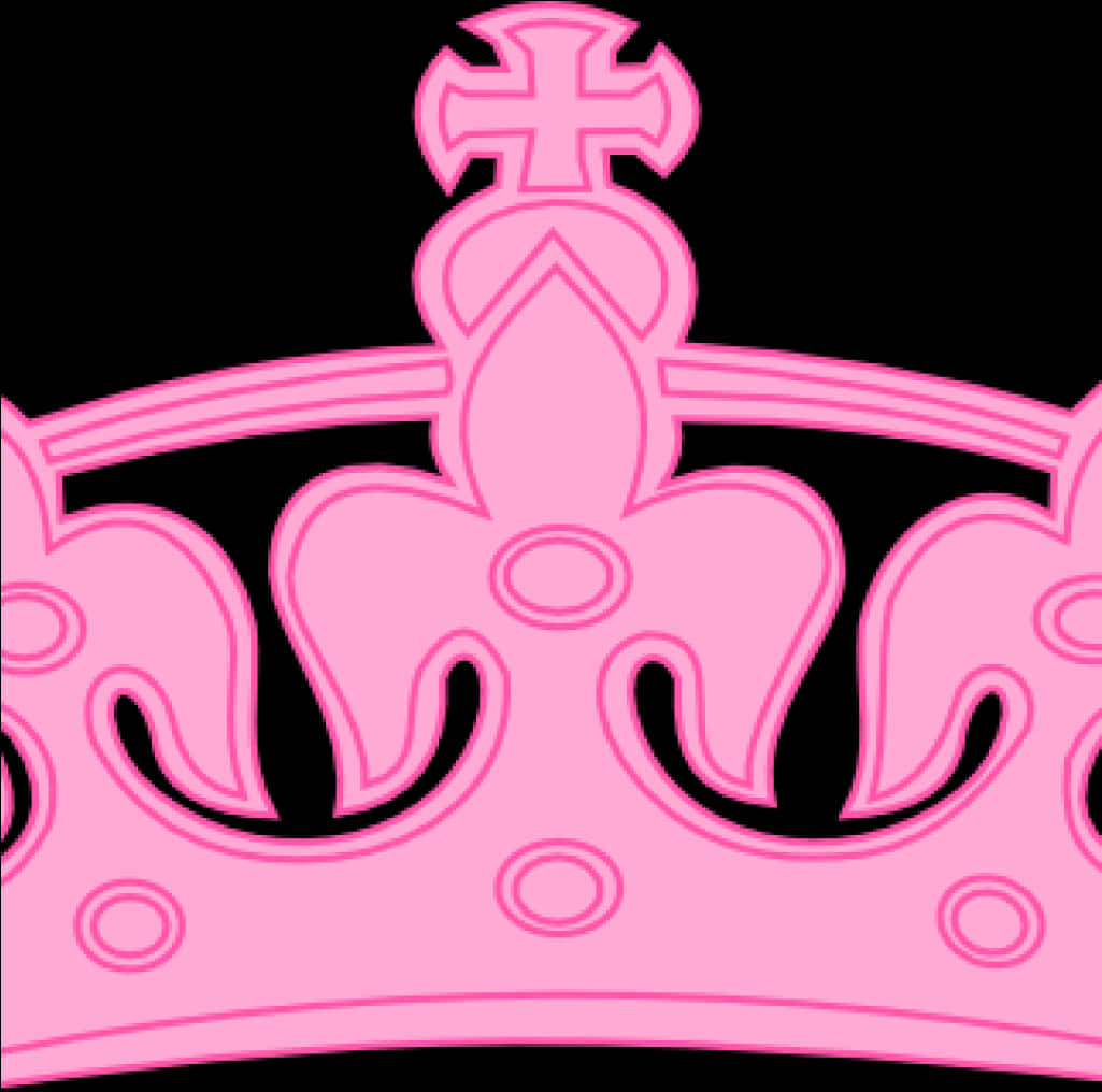 Pink Outlined Crown Graphic PNG Image