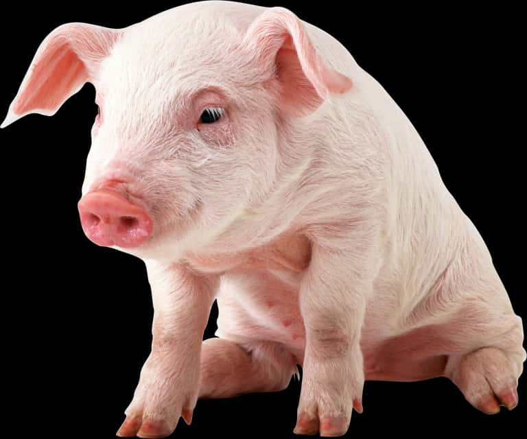 Pink Piglet Isolatedon Black Background PNG Image