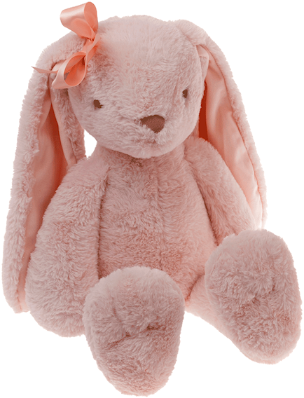 Pink Plush Bunnywith Bow PNG Image