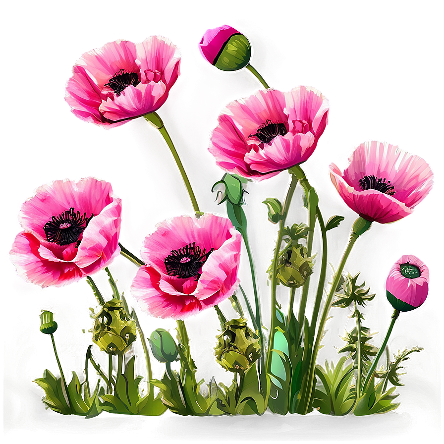 Pink Poppies Field Png Lhy PNG Image