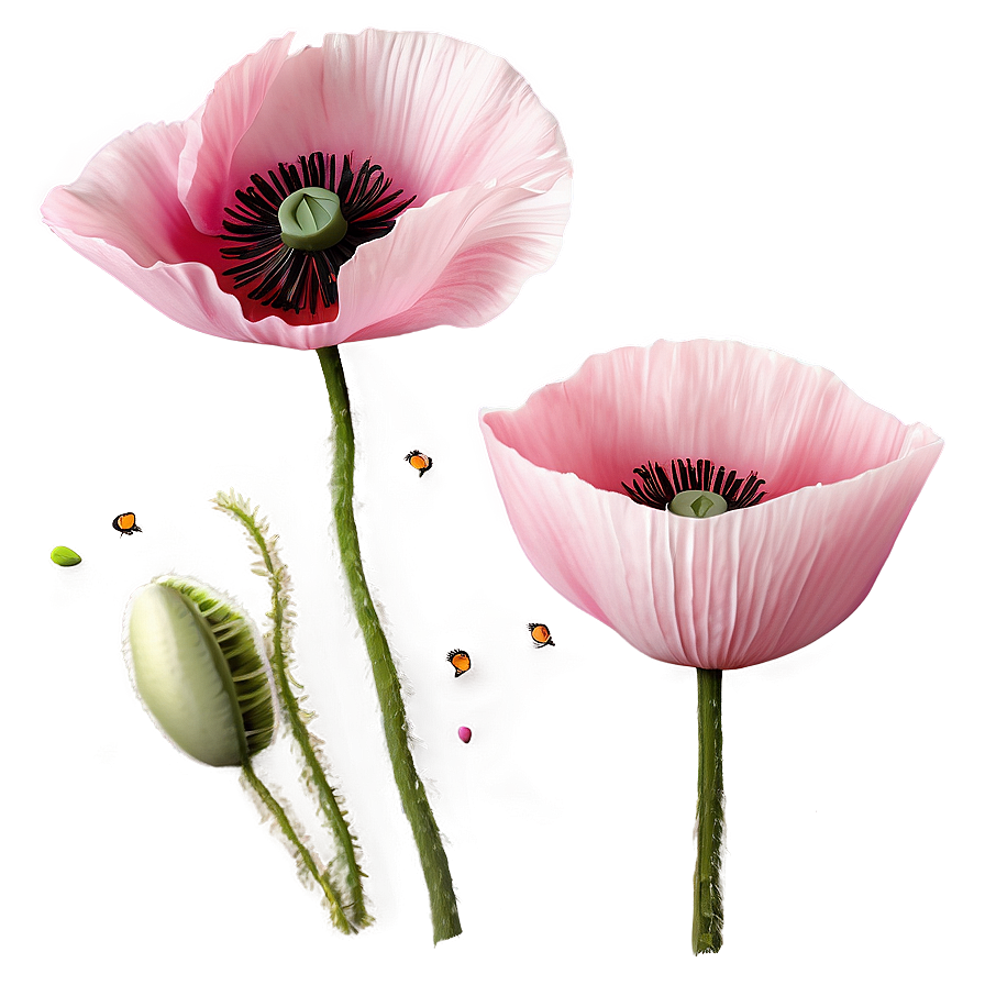 Pink Poppies Field Png Ypt96 PNG Image