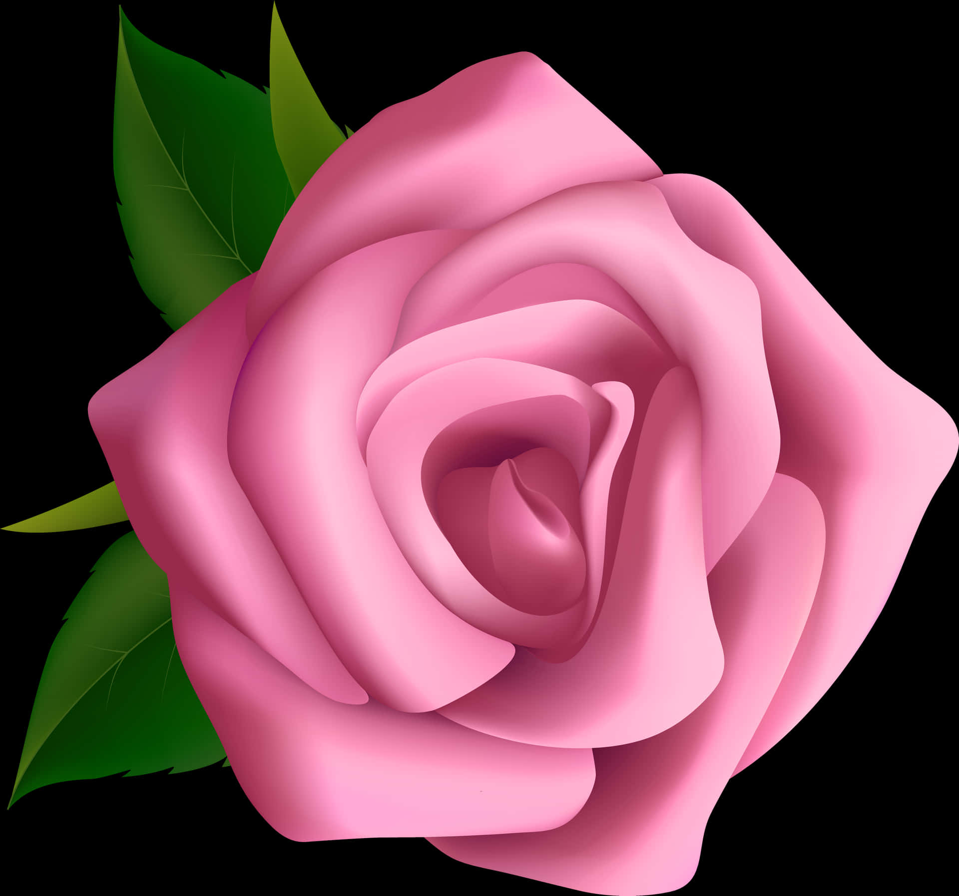 Pink Rose Black Background PNG Image