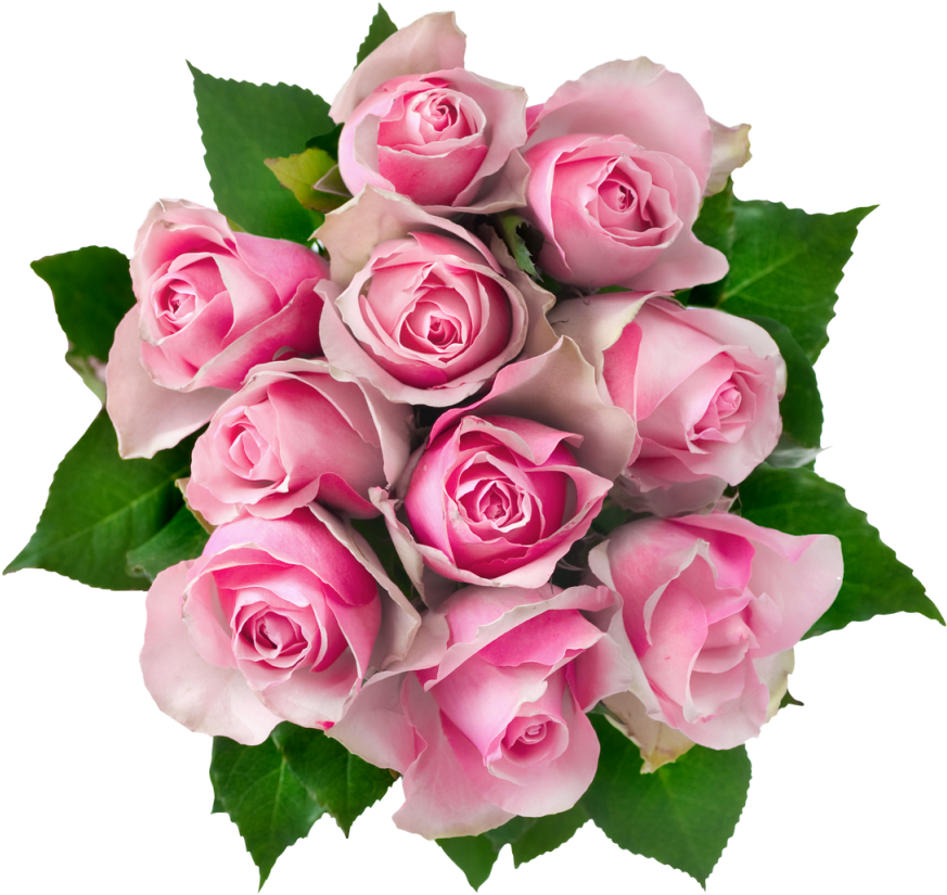 Pink Rose Bouquet Top View.png PNG Image