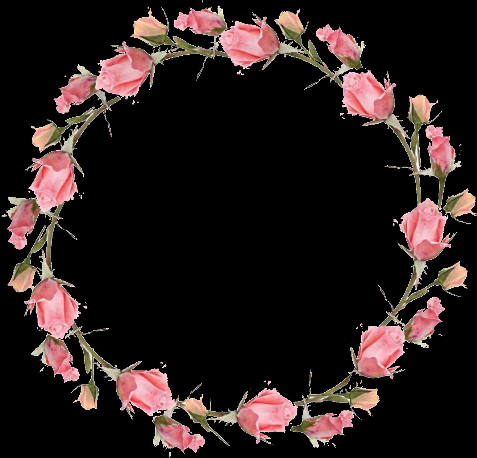 Pink Rose Frame Circle PNG Image