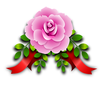 Pink Rose Graphic Black Background PNG Image