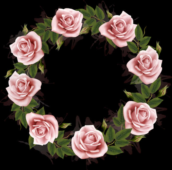 Pink_ Rose_ Wreath_ Vector PNG Image