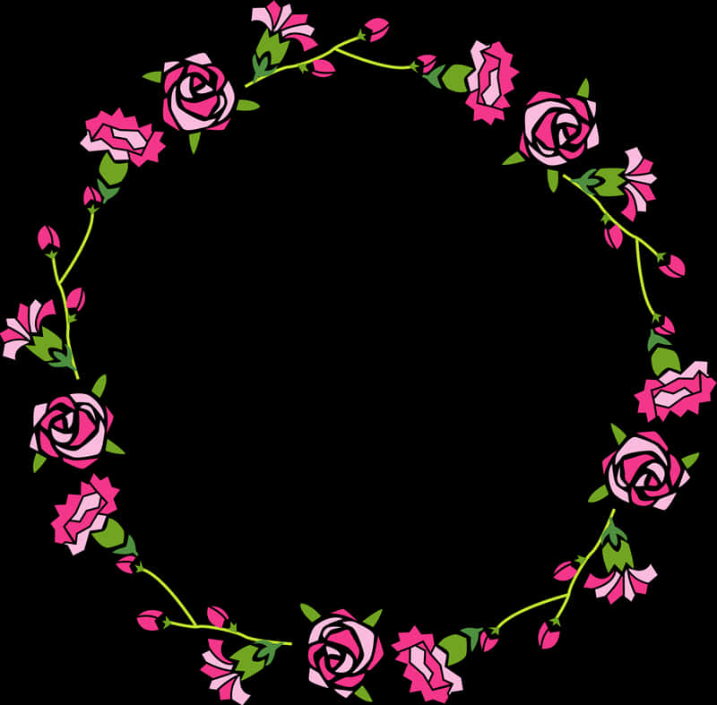 Pink Rose Wreath Vector PNG Image