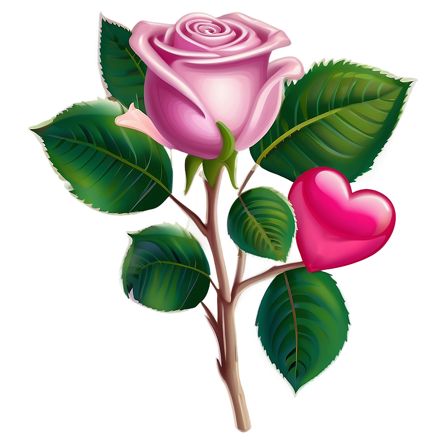 Pink Roses And Hearts Png Evh PNG Image