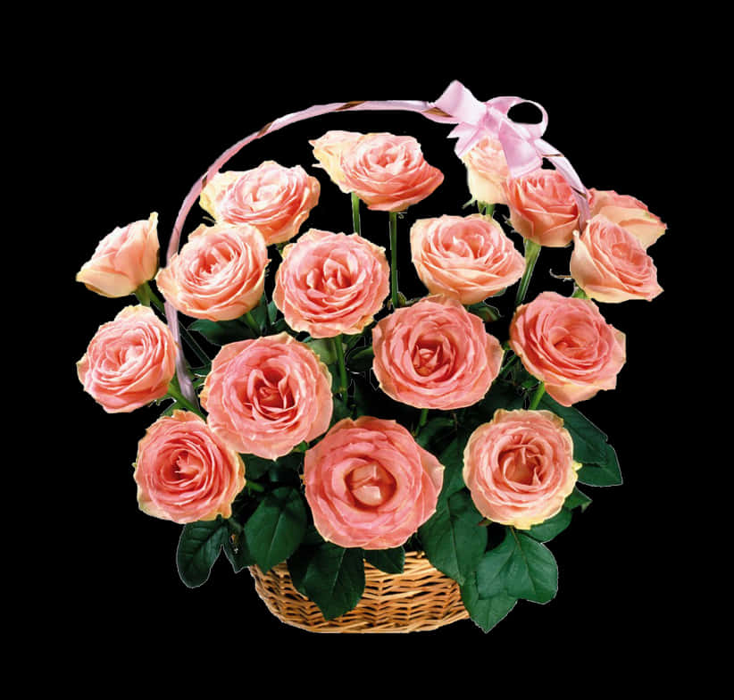 Pink Roses Basket Dia De La Madre PNG Image