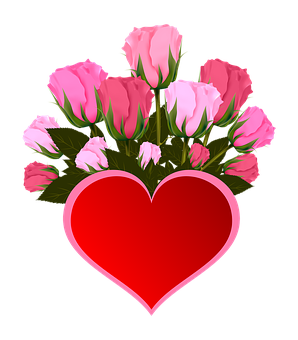 Pink Roses Heart Graphic PNG Image