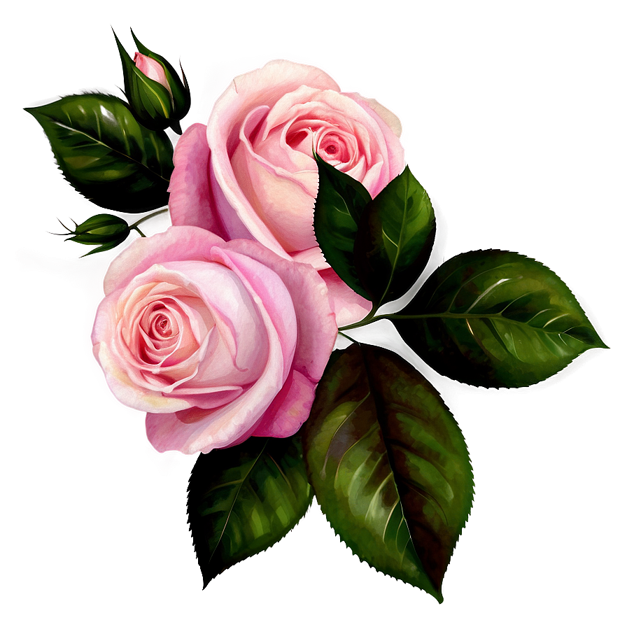 Pink Roses Watercolor Effect Png 77 PNG Image