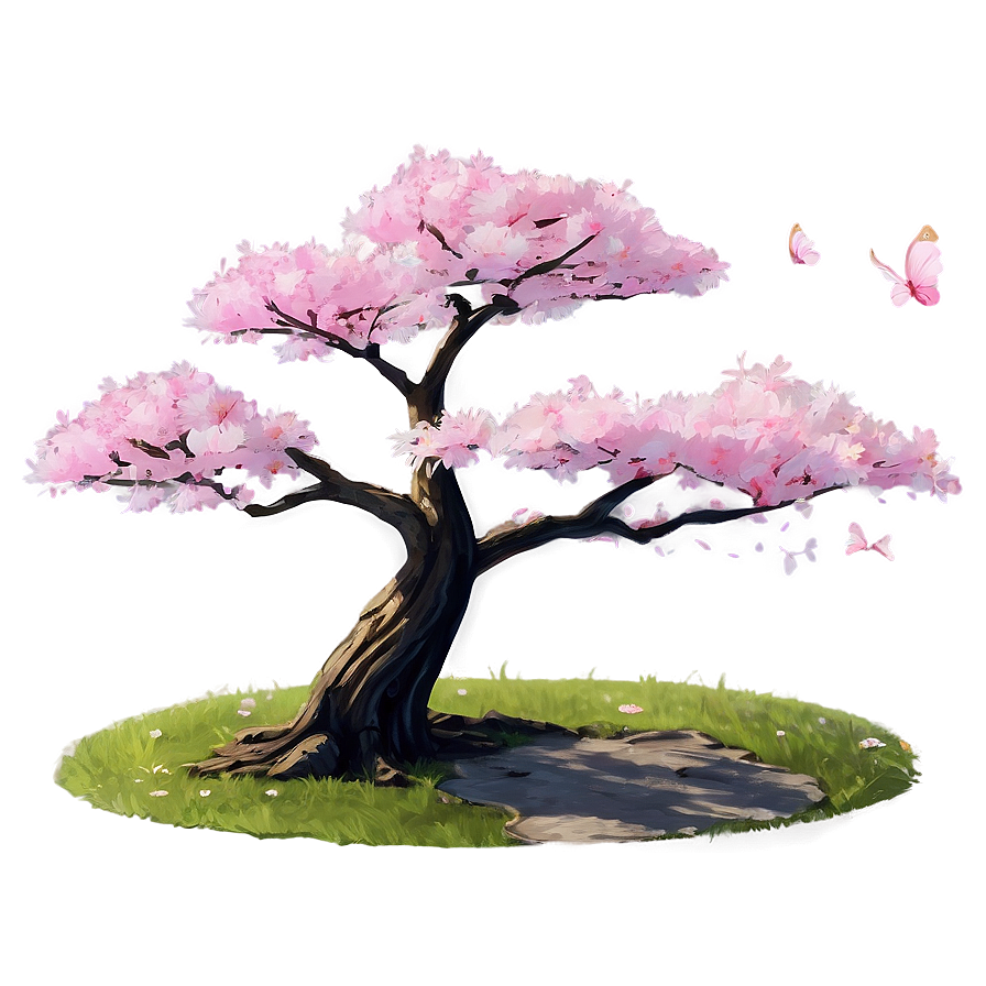 Pink Sakura Tree Landscape Png Xvs8 PNG Image