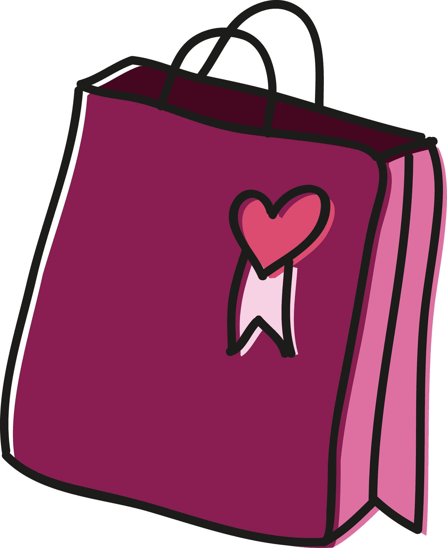 Pink Shopping Bag With Heart Design PNG Image