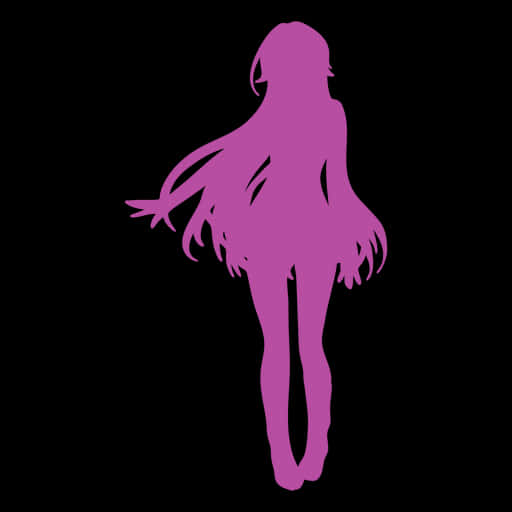 Pink Silhouette Anime Character PNG Image