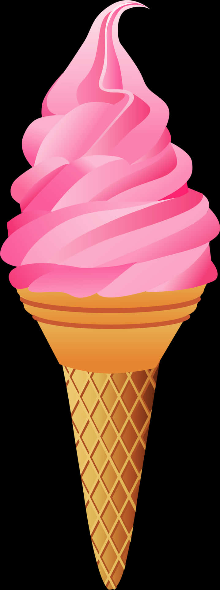 Pink Soft Serve Ice Cream Cone PNG Image