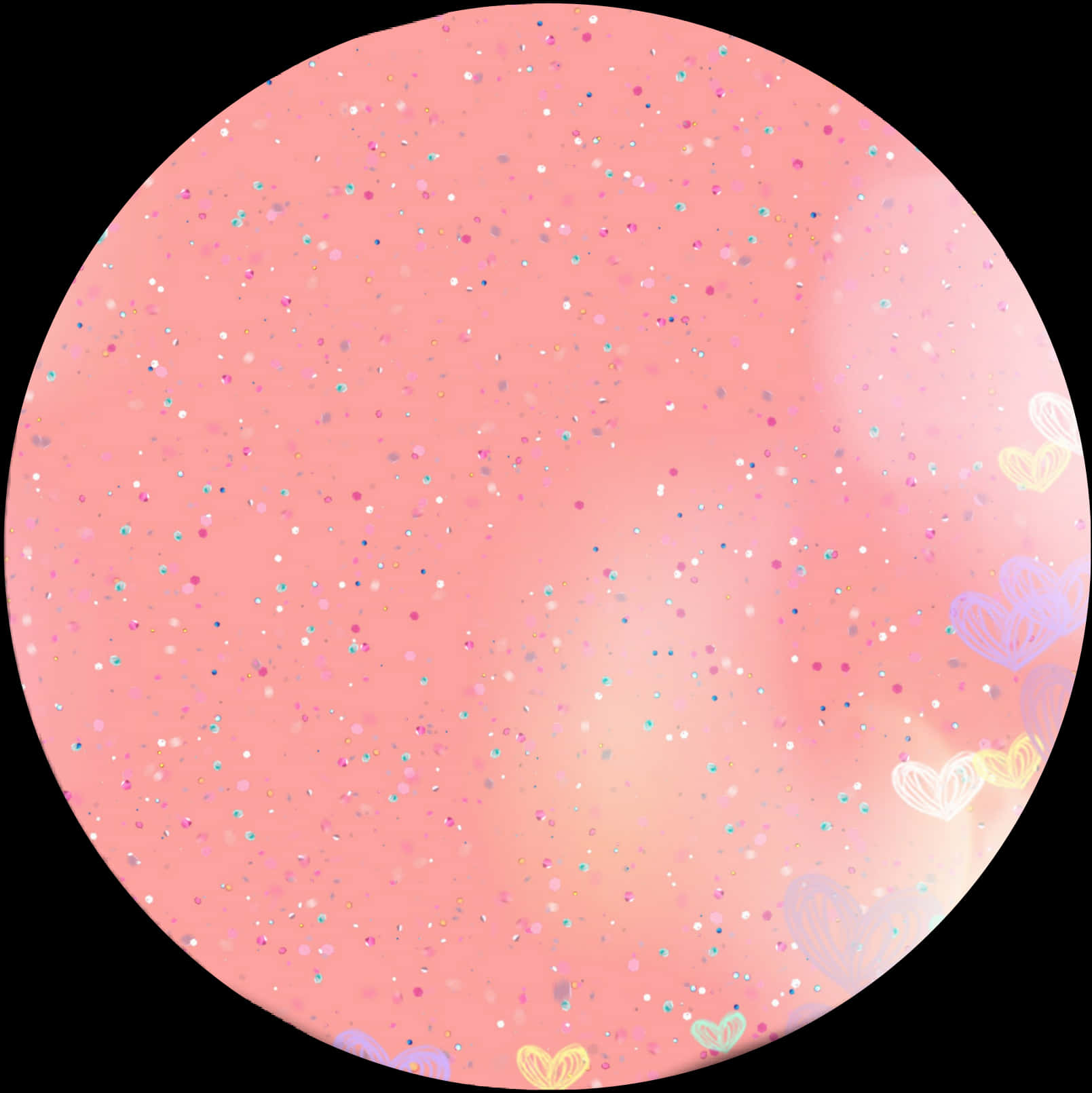 Pink Sparkle Heart Pattern Circle PNG Image