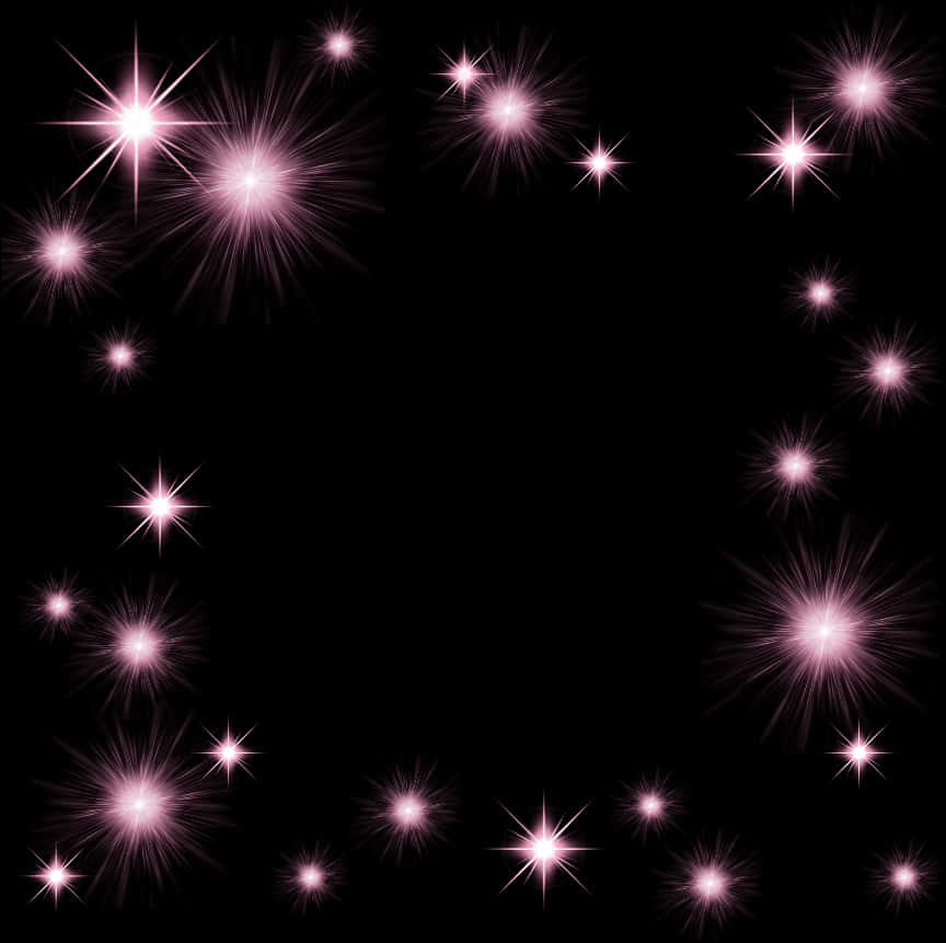 Pink Sparkleson Black Background PNG Image