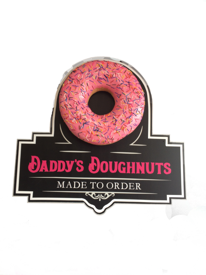 Pink Sprinkled Doughnut Daddys Doughnuts Sign PNG Image