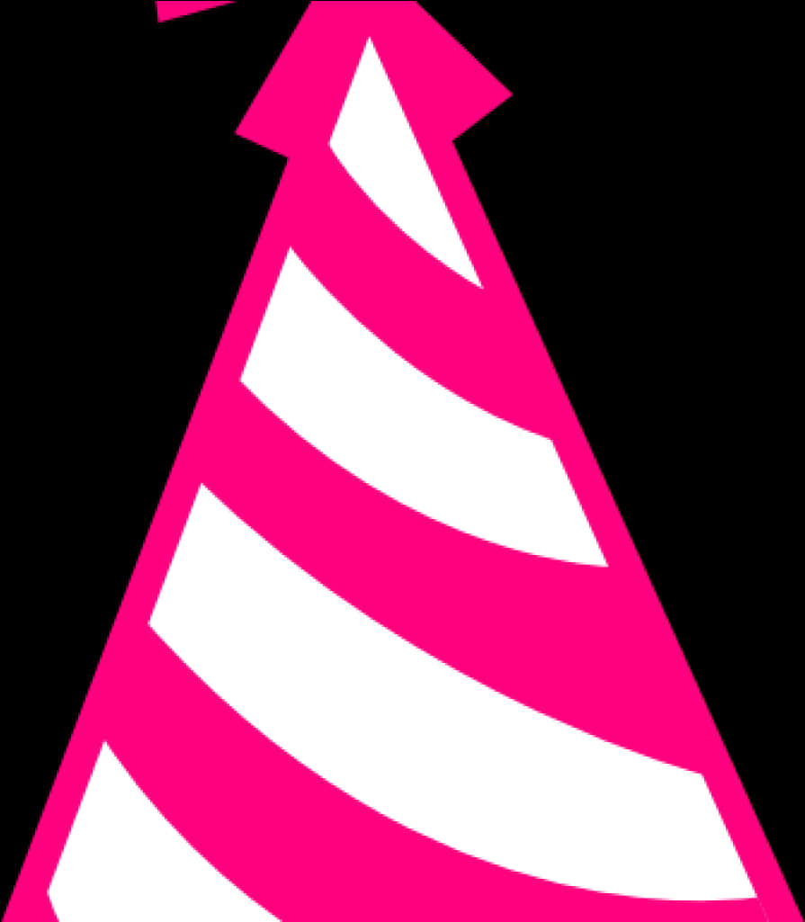 Pink Striped Birthday Hat PNG Image